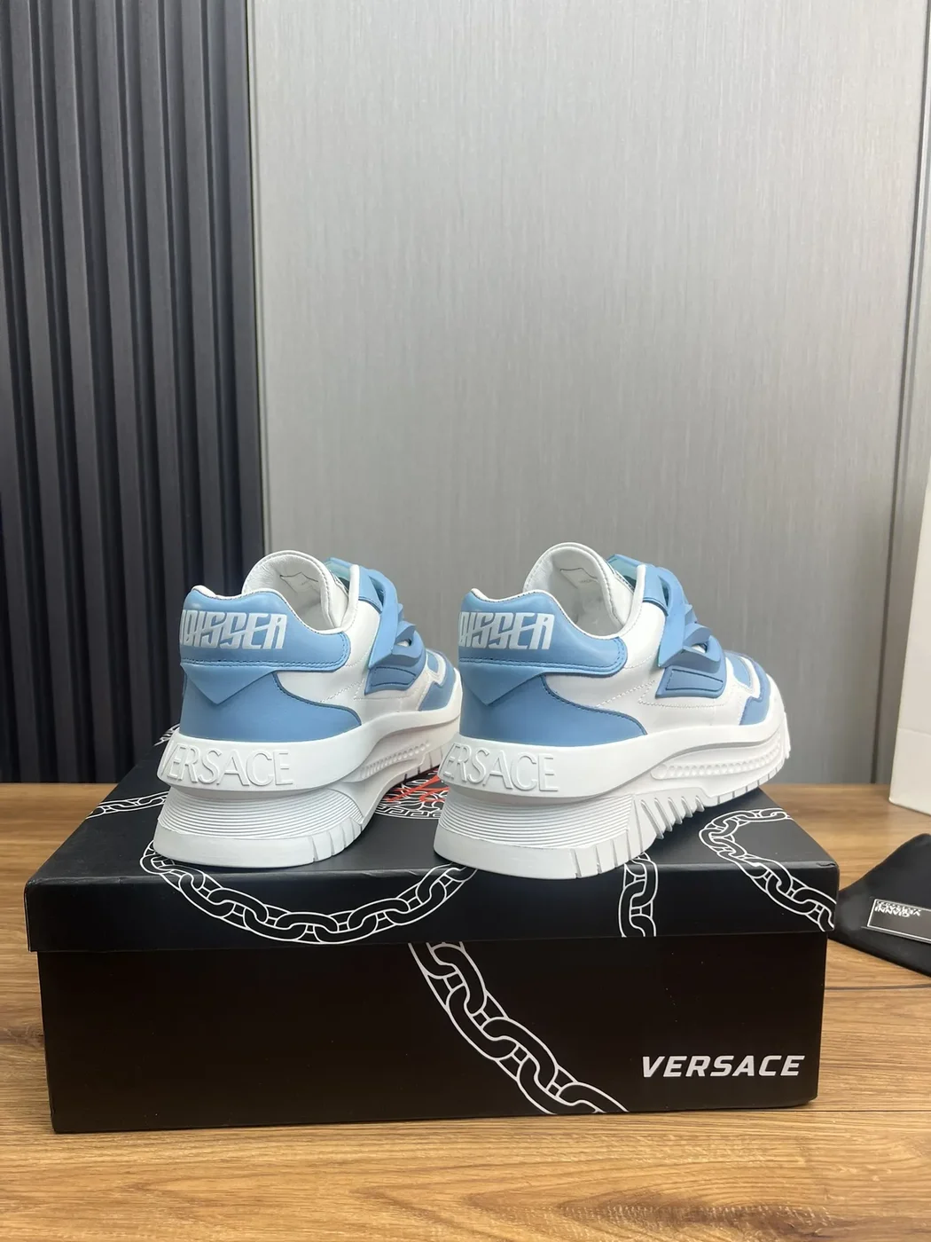 Versace Blue & White Leather Sneakers product view 6