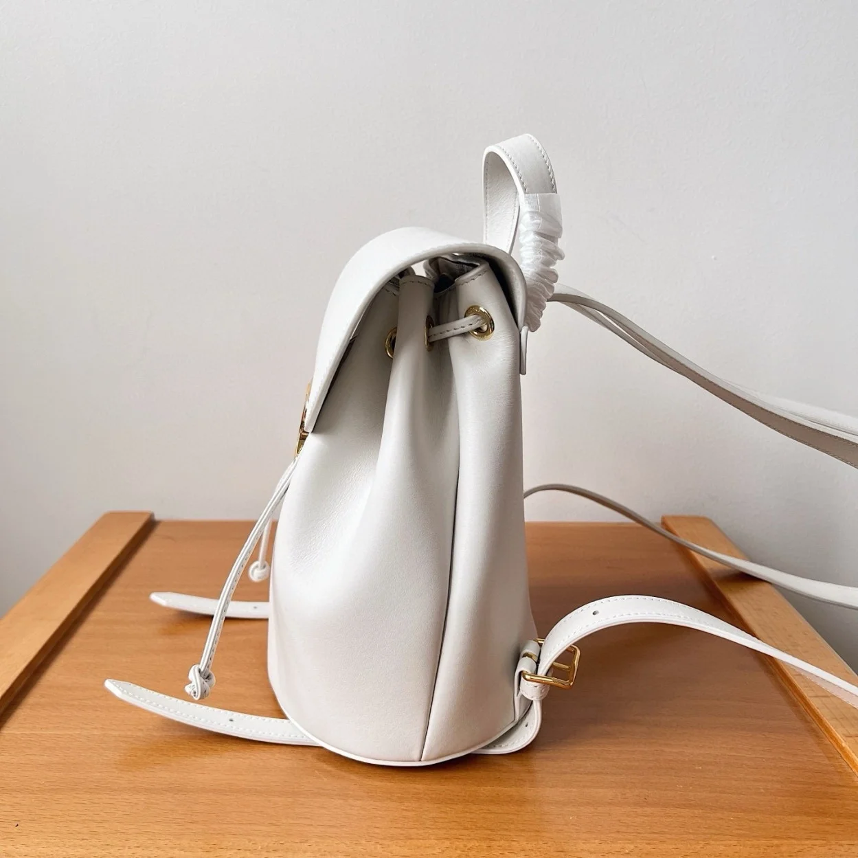 Celine Bonnie Backpack in White Calfskin product view 7