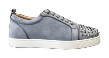 Christian Louboutin Louis Junior Spikes Suede-Effect Sneakers Grey with White Sole product photo