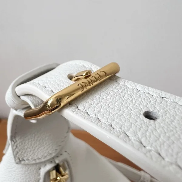 Celine Lulu Teen Hobo Bag in White Grained Calfskin product view 6