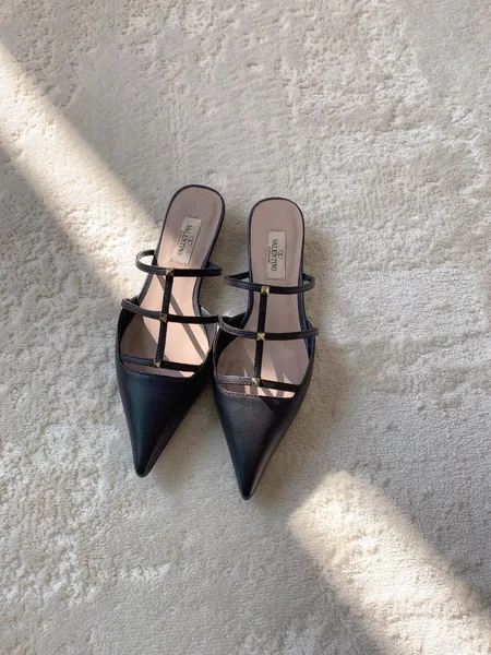 Valentino Rockstud Wispy Mules in Black Leather product view 3
