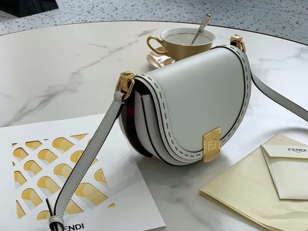 Fendi Moonlight Saddle Bag In White Calfskin product view 6
