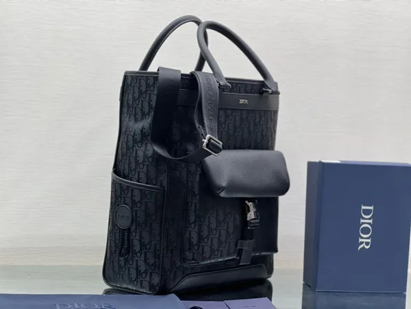 Dior Explorer Tote Bag In Black Dior Oblique Mirage Technical Fabric product view 4