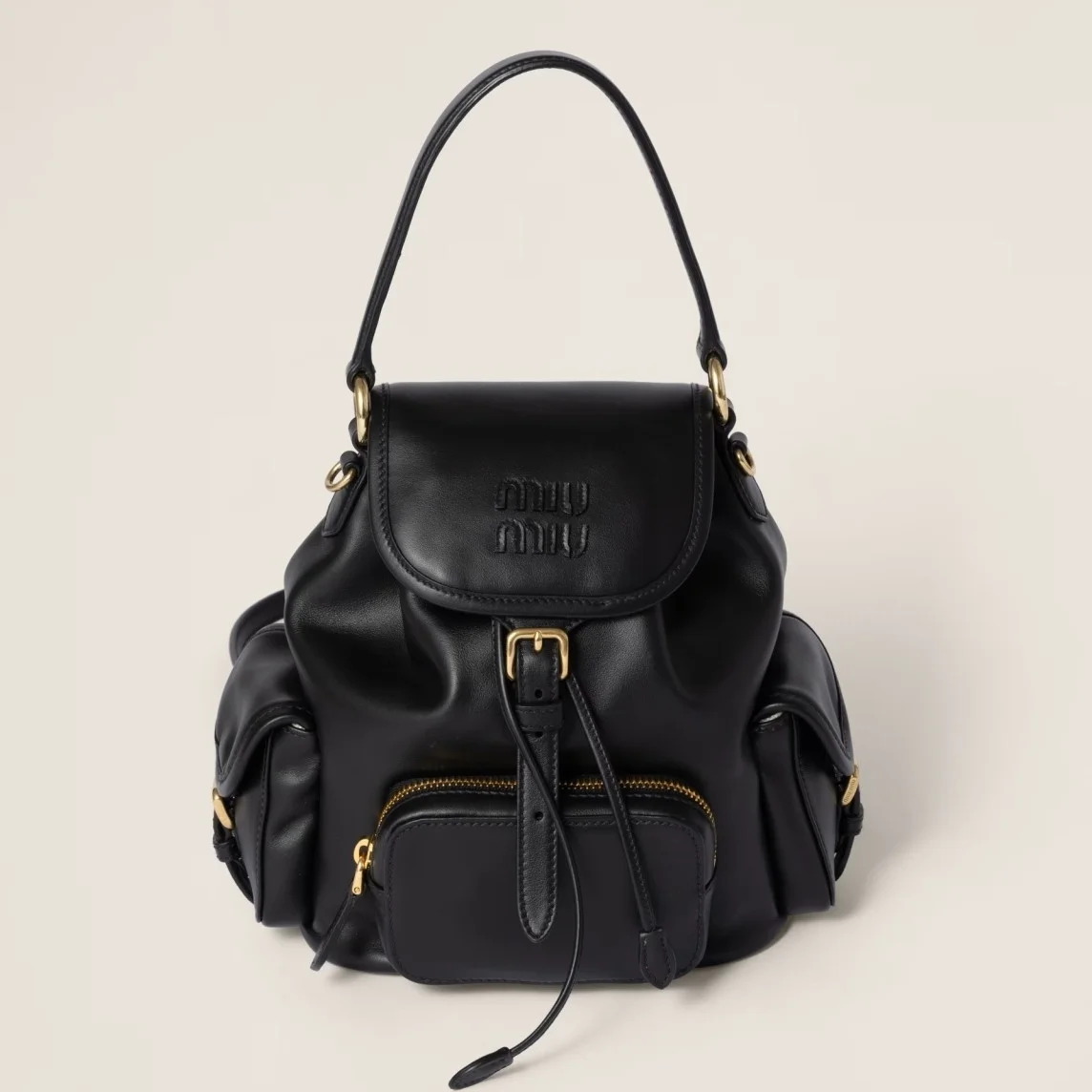 Miu Miu Small Backpack in Black Calfskin product view 1