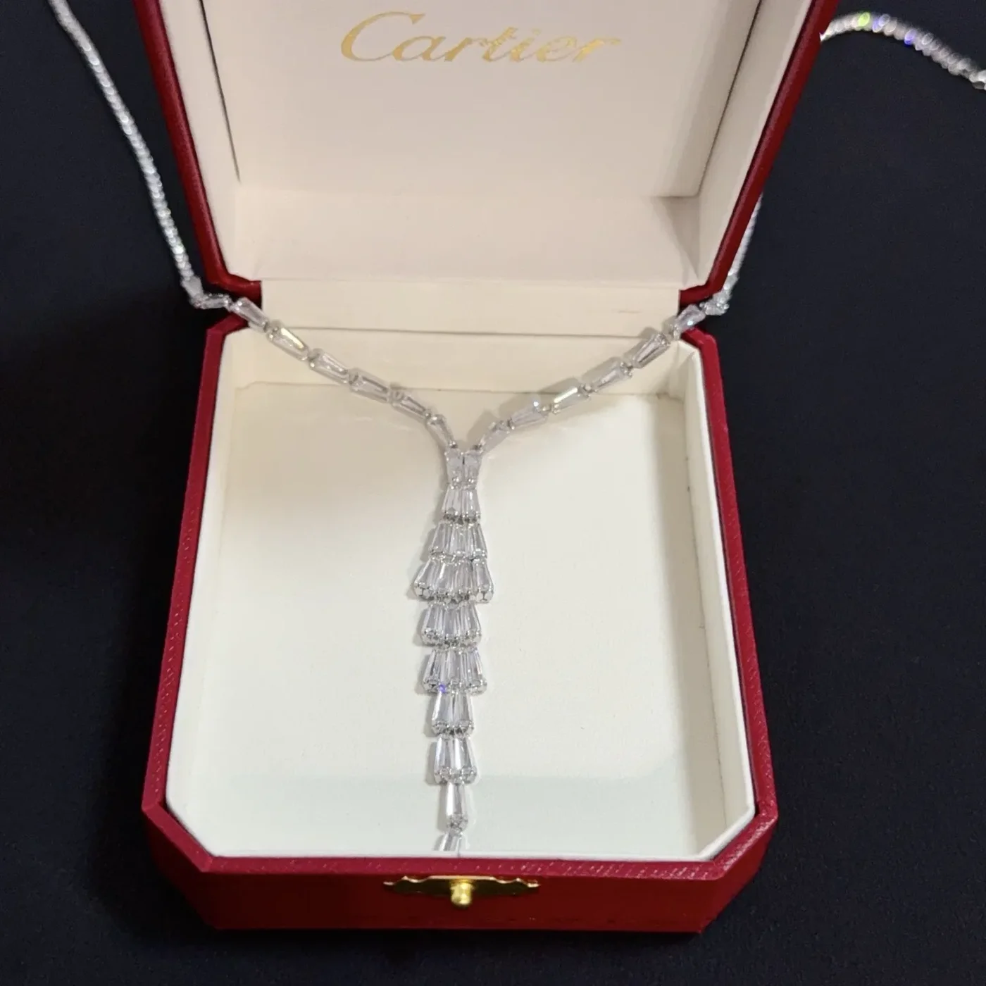 Cartier Silver-Tone Graduated Fringe Bar Necklace product view 3