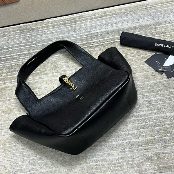 Saint Laurent Bea Tote Bag in Black Grained Leather product view 8