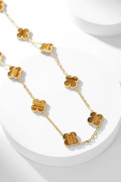 Van Cleef & Arpels Alhambra Brown Ten-Motif Gold-Tone Necklace product view 3
