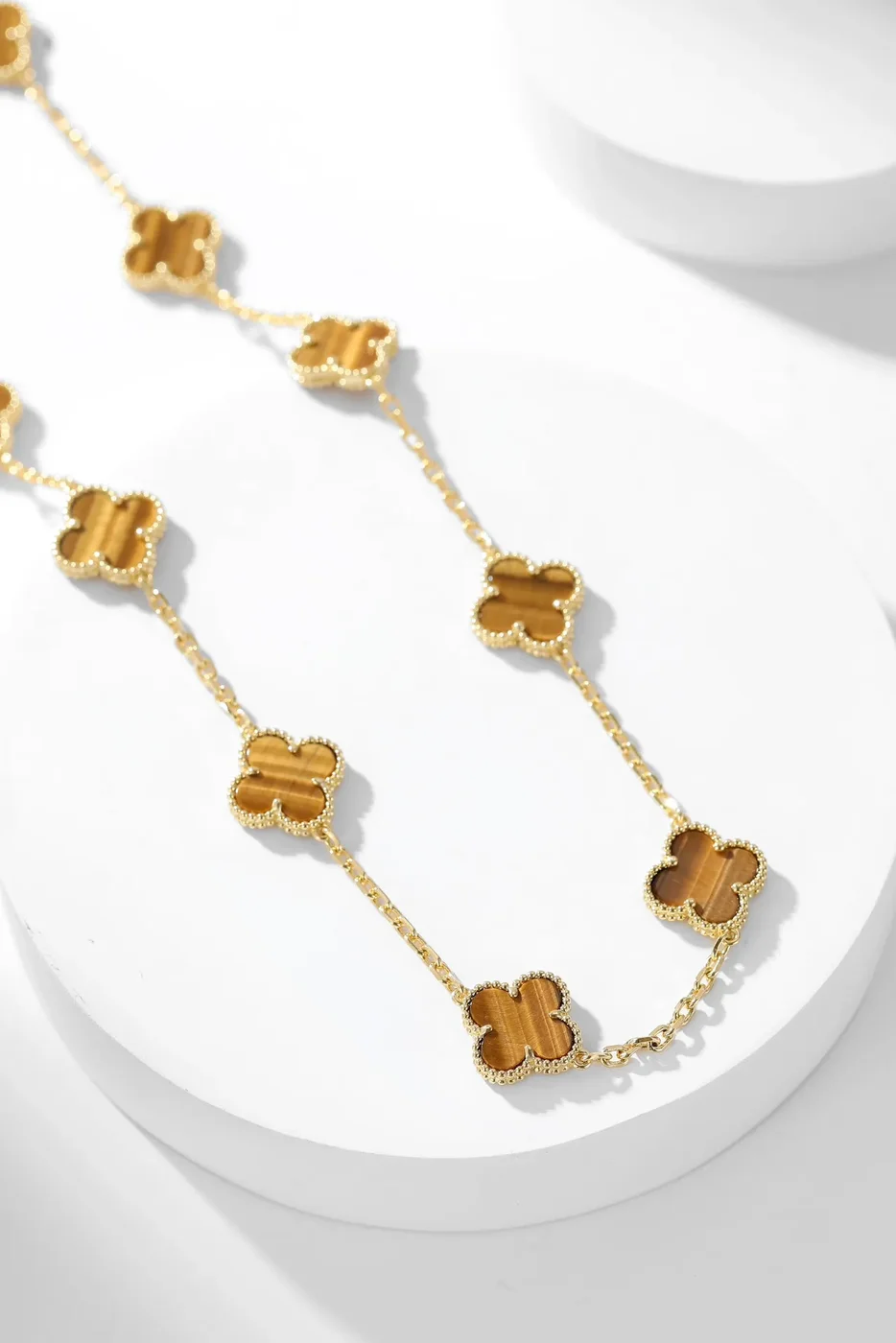 Van Cleef & Arpels Alhambra Brown Ten-Motif Gold-Tone Necklace product view 3