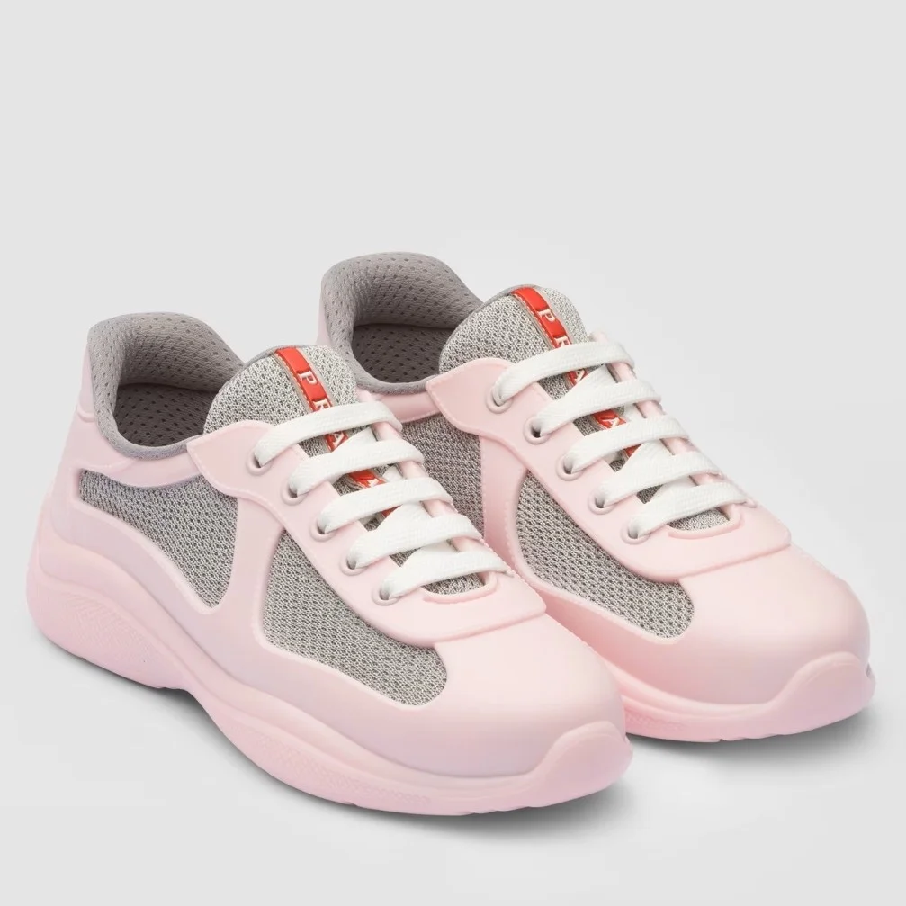 Prada America’s Cup Sneakers in Pink Rubber and Bike Fabric product view 1