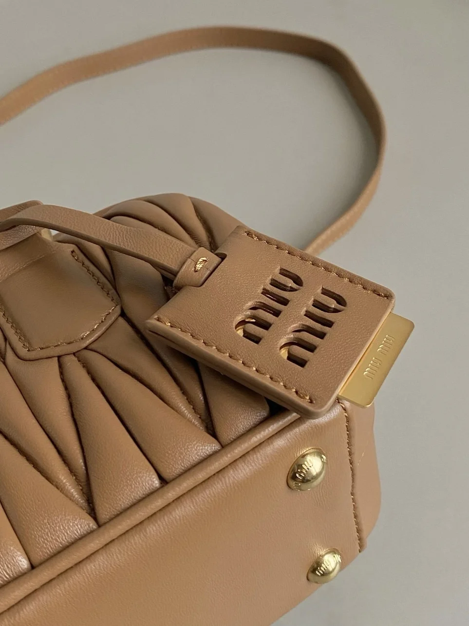 Miu Miu Arcadie Medium Bag in Caramel Matelasse Leather product view 8