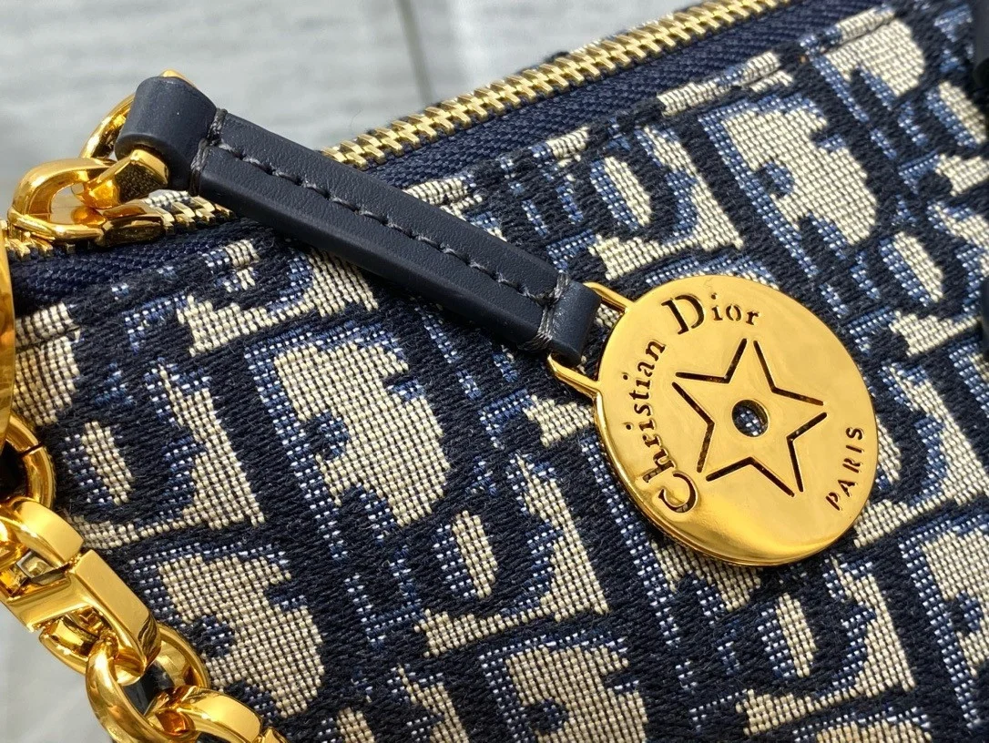 Dior Diorstar Hobo Bag with Chain in Blue Oblique Jacquard product view 10