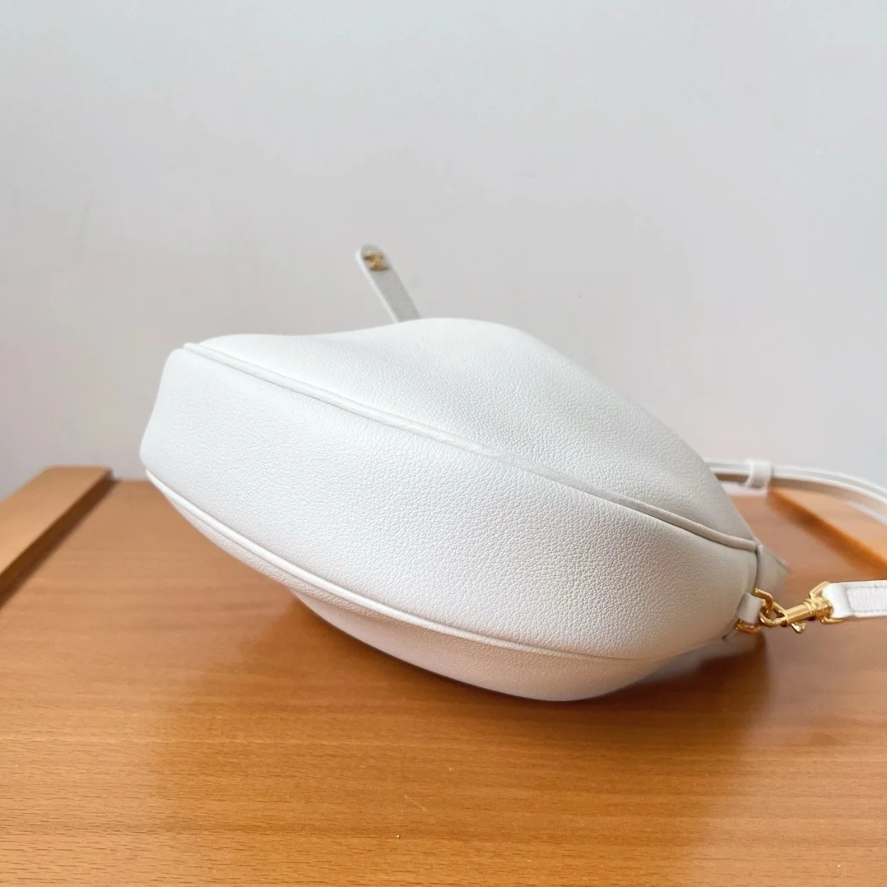 Celine Lulu Teen Hobo Bag in White Grained Calfskin product view 5