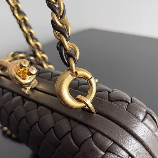 Bottega Veneta Knot Clutch with Chain in Fondant Intrecciato Lambskin product view 6