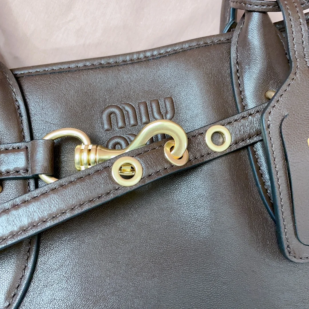 Miu Miu Aventure Leather Bag — Dark Brown product view 6