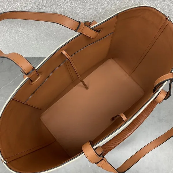 Loewe Anagram Medium Tote Bag In Jacquard and Calfskin product view 6