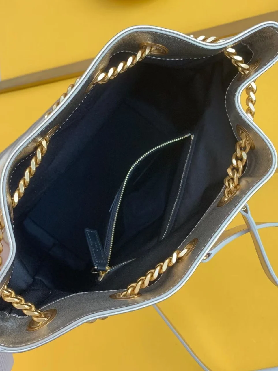 Saint Laurent Joe Backpack In Gold Lame Leather product view 8