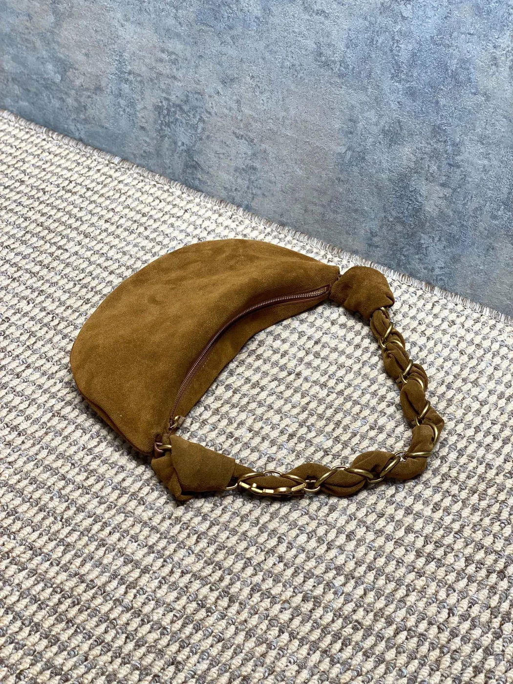 Saint Laurent Amalia Mini Hobo Bag — Tan Suede product view 5