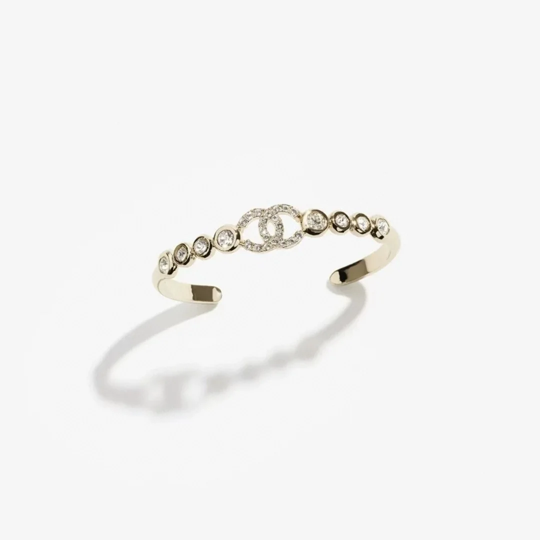 Chanel Rhinestone CC Open Cuff Gold-Tone product view 3