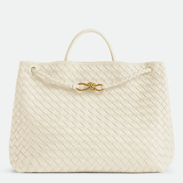 Bottega Veneta Andiamo Large Bag in White Intrecciato Lambskin product photo