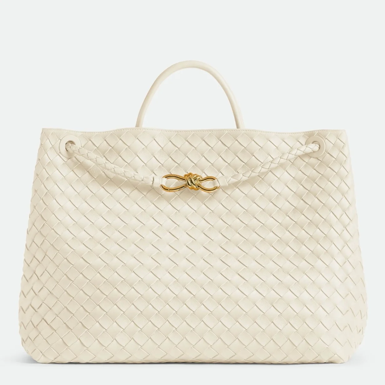 Bottega Veneta Andiamo Large Bag in White Intrecciato Lambskin product view 1