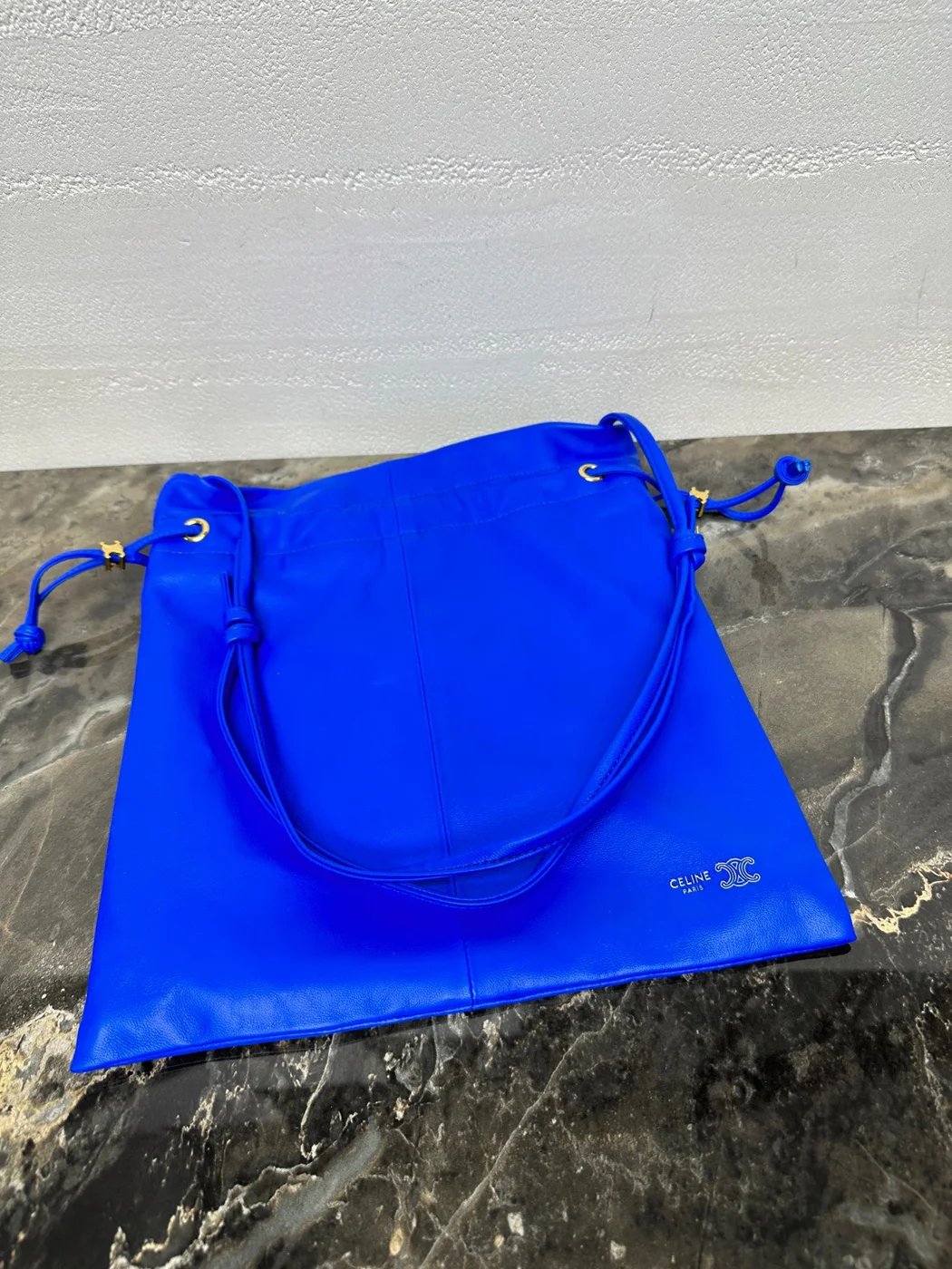 Celine Small Crystal Pouch In Lambskin — Blue product view 8