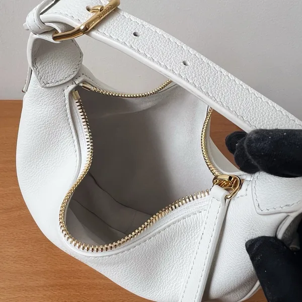 Celine Lulu Teen Hobo Bag in White Grained Calfskin product view 10