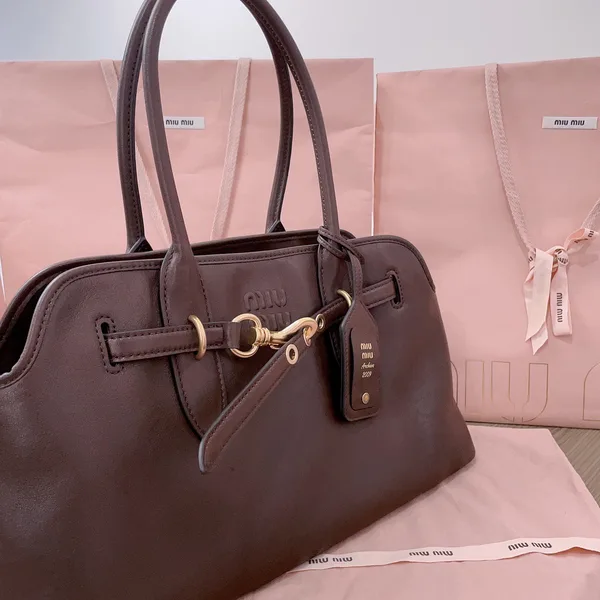 Miu Miu Aventure Leather Bag — Dark Brown product view 5