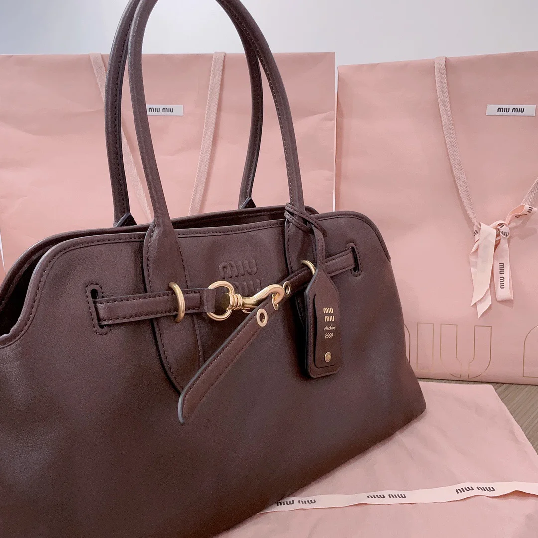Miu Miu Aventure Leather Bag — Dark Brown product view 5
