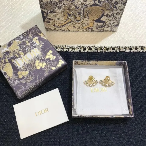 Dior Tribales Fan Earrings — Gold-Tone with Crystal-Effect Details product view 3