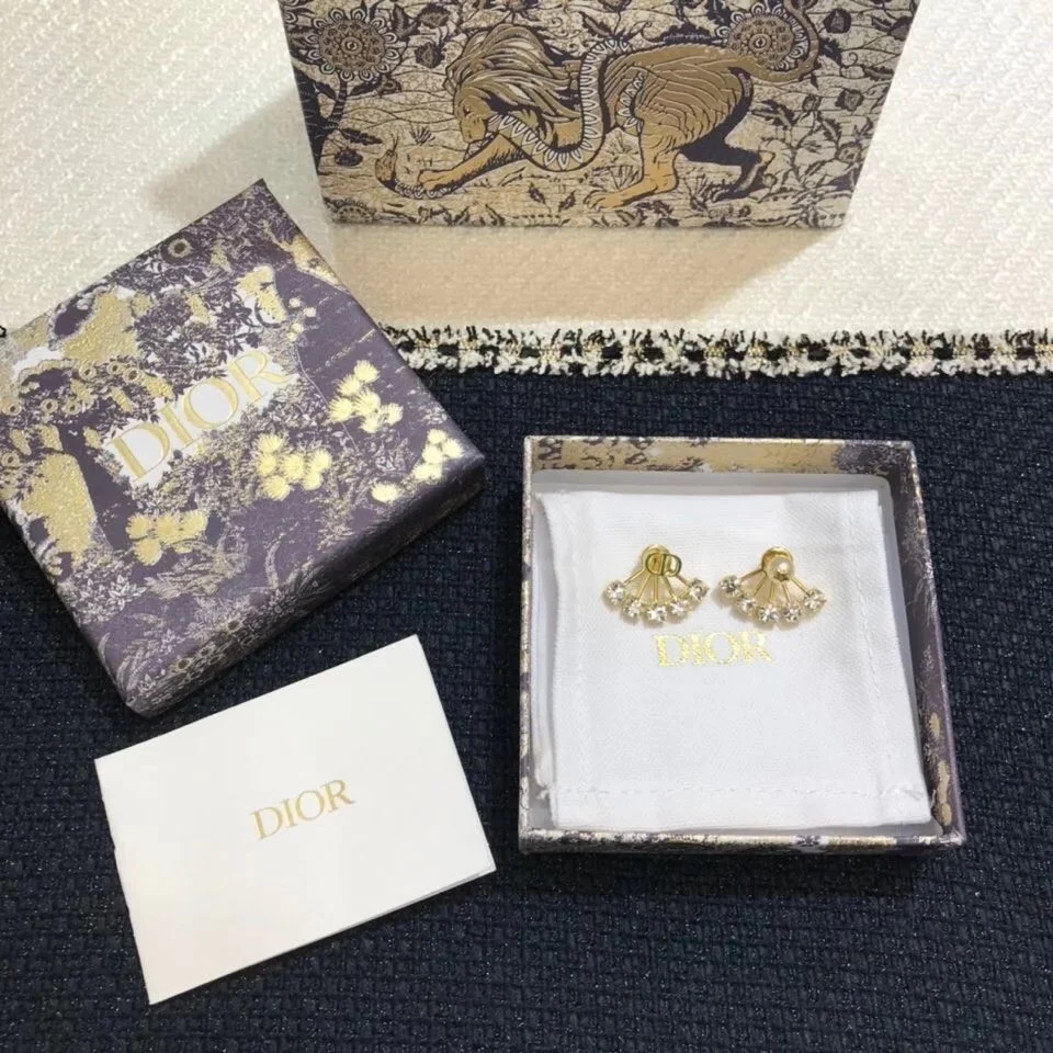Dior Tribales Fan Earrings — Gold-Tone with Crystal-Effect Details product view 3