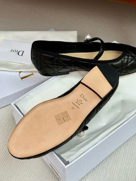 Dior Ballerina Strap Flats in Black Quilted Cannage Calfskin product view 4