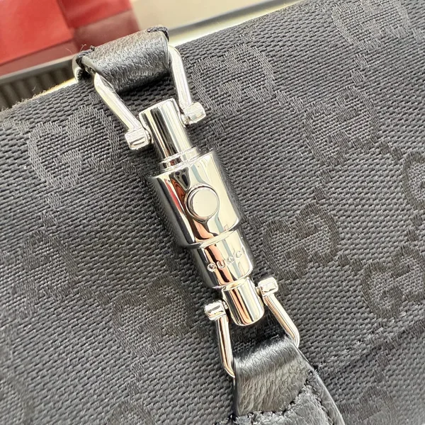 Gucci Jackie Small Shoulder Bag — Black Jacquard with Silver-Tone Hardware product view 5