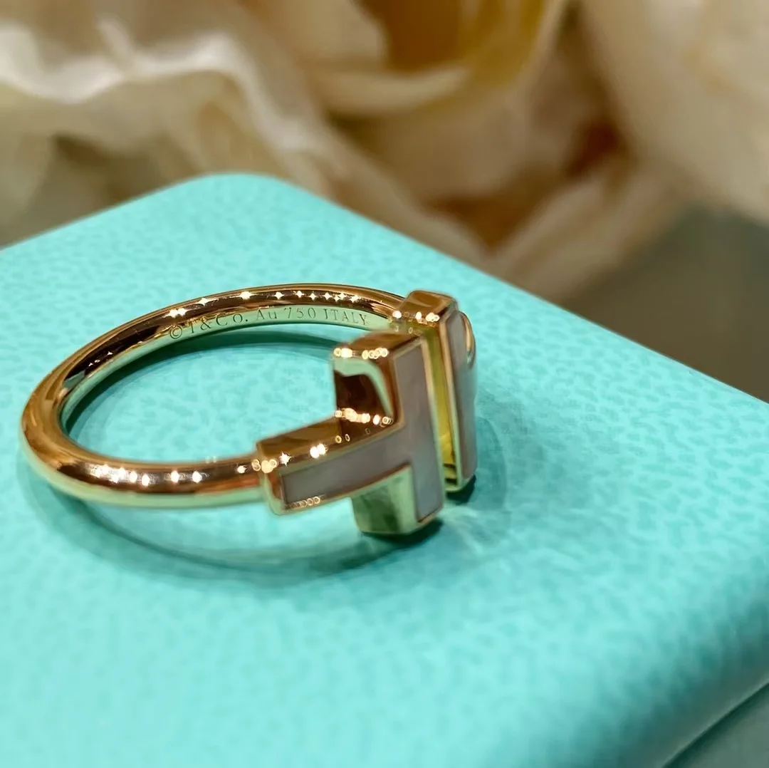 Tiffany & Co. Double T White Inlay Ring Rose-Tone product view 3