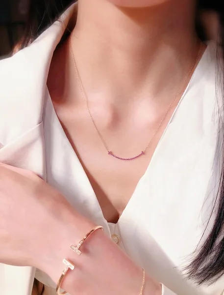 Tiffany & Co. Pink Pavé-Effect Smile Necklace Rose-Tone product view 2