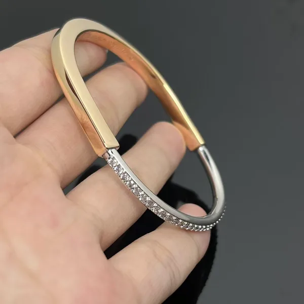 Tiffany & Co. Lock Half Pavé-Effect Hinged Bangle Two-Tone product photo