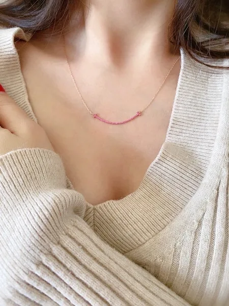 Tiffany & Co. Pink Pavé-Effect Smile Necklace Rose-Tone product view 3