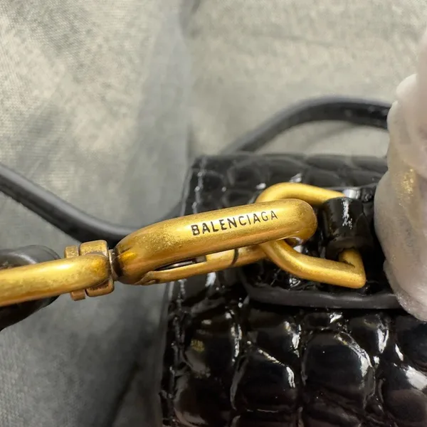 Balenciaga Hourglass Small Bag in Black Croc-Embossed Calfskin product view 6