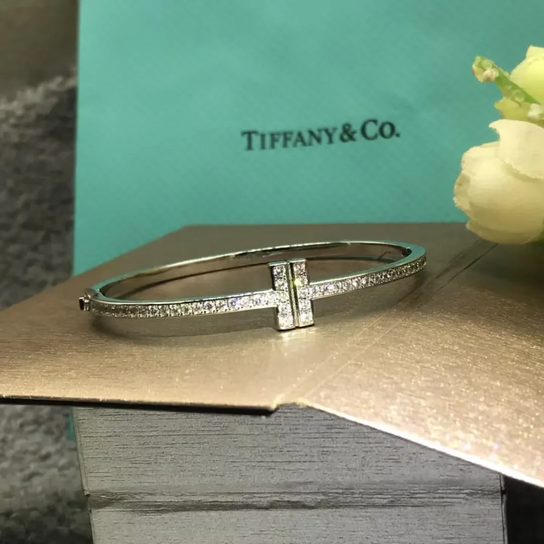 Tiffany & Co. Double T Full Pavé-Effect Bangle Silver-Tone product view 2