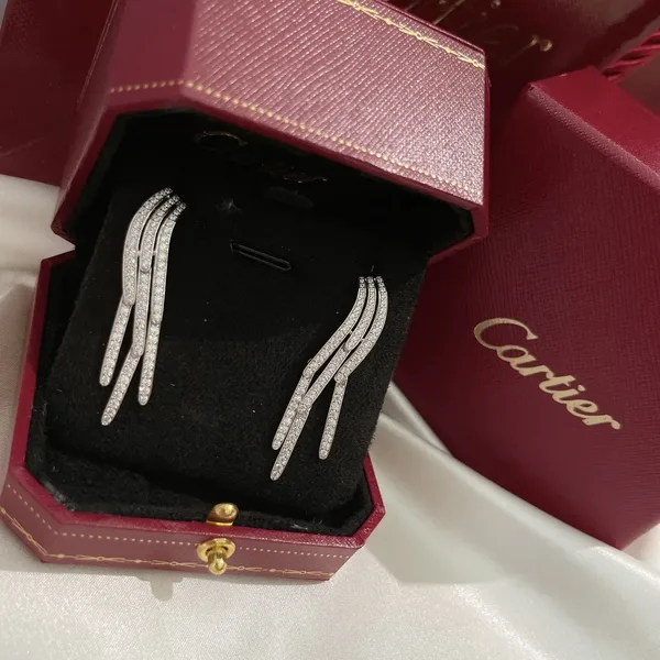 Cartier Silver-Tone Fringe Tassel Drop Earrings product view 5