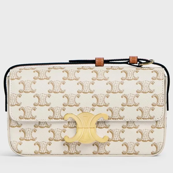 Celine Claude Shoulder Bag in White Triomphe Canvas product photo