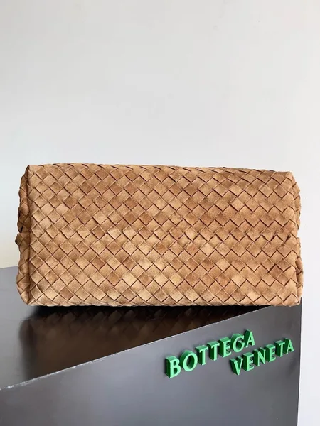 Bottega Veneta Andiamo Large Bag in Brown Suede Intrecciato Leather product view 3