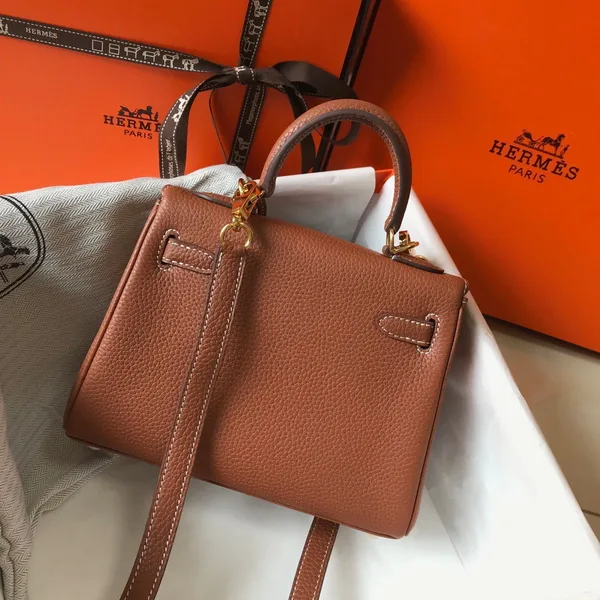 Hermes Kelly 20cm Bag In Gold Clemence Leather GHW product view 2