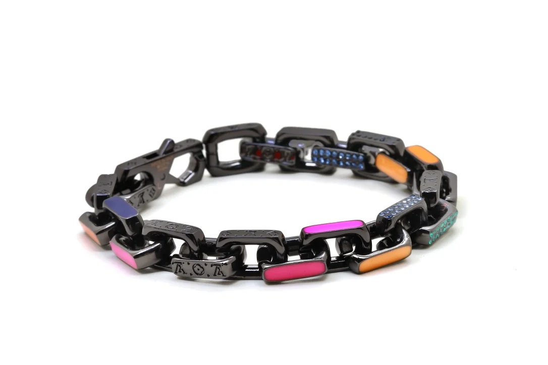 Louis Vuitton Color Enamel Monogram Link Bracelet Black with Multicolor Accents product view 6