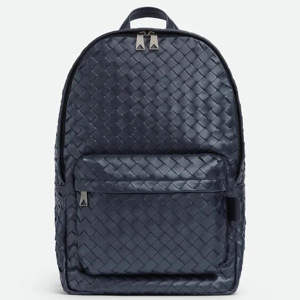Bottega Veneta Medium Backpack In Dark Blue Intrecciato Calfskin product photo
