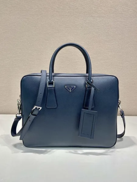 Prada Briefcase in Blue Saffiano Leather product view 2