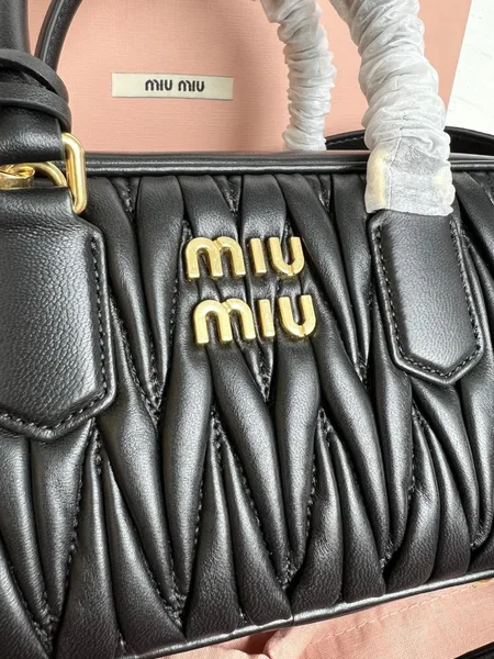 Miu Miu Arcadie Large Bag in Black Matelasse Leather product view 8