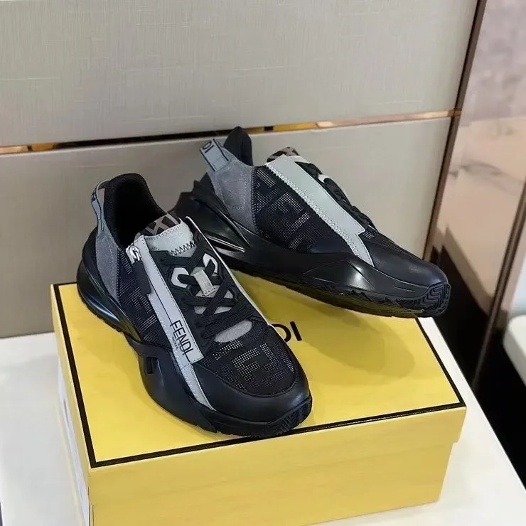 Fendi Flow Low-Top Sneakers in Black & Grey product view 8