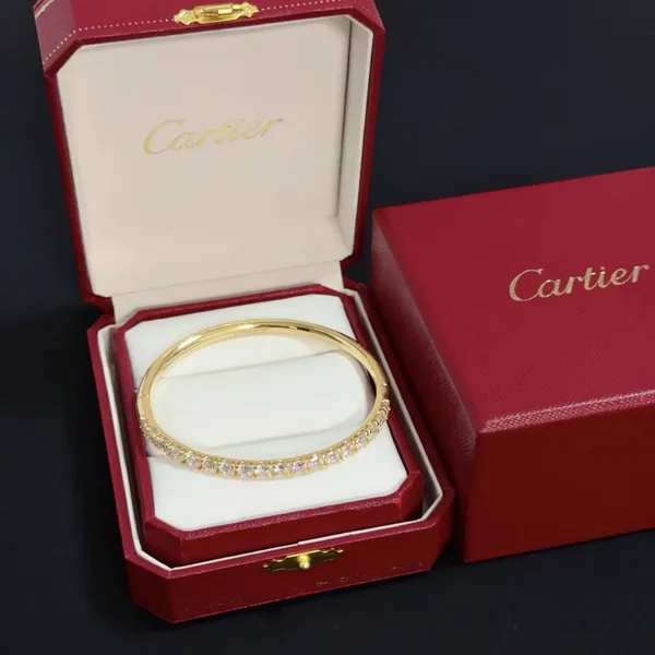 Cartier Gold-Tone Bangle with Rectangular Crystal-Effect Details product photo