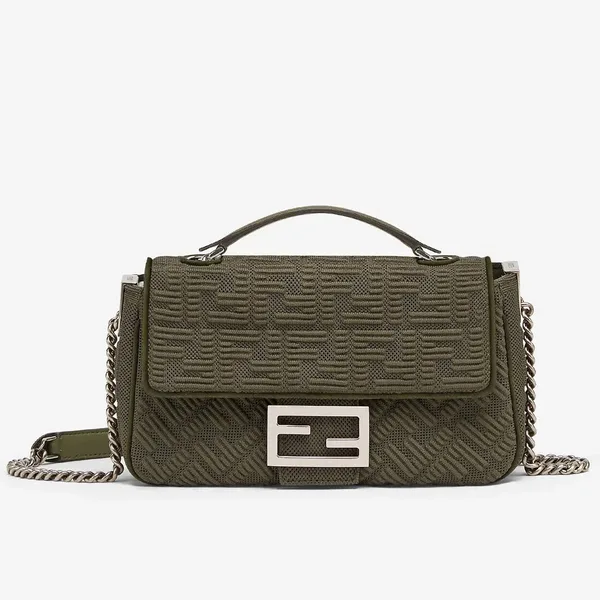 Fendi Baguette Chain Midi Bag In Green FF Fabric product photo