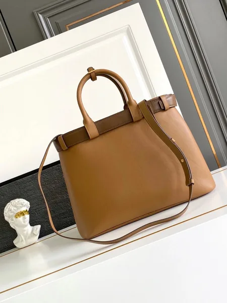 Prada Buckle Large Handbag with Belt in Caramel Calfskin product view 4